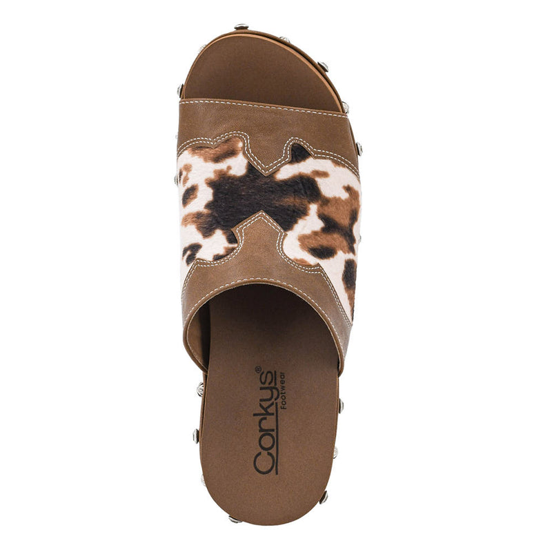 Corkys Footwear Women's Actin Up Cow Combo Wedge Sandal