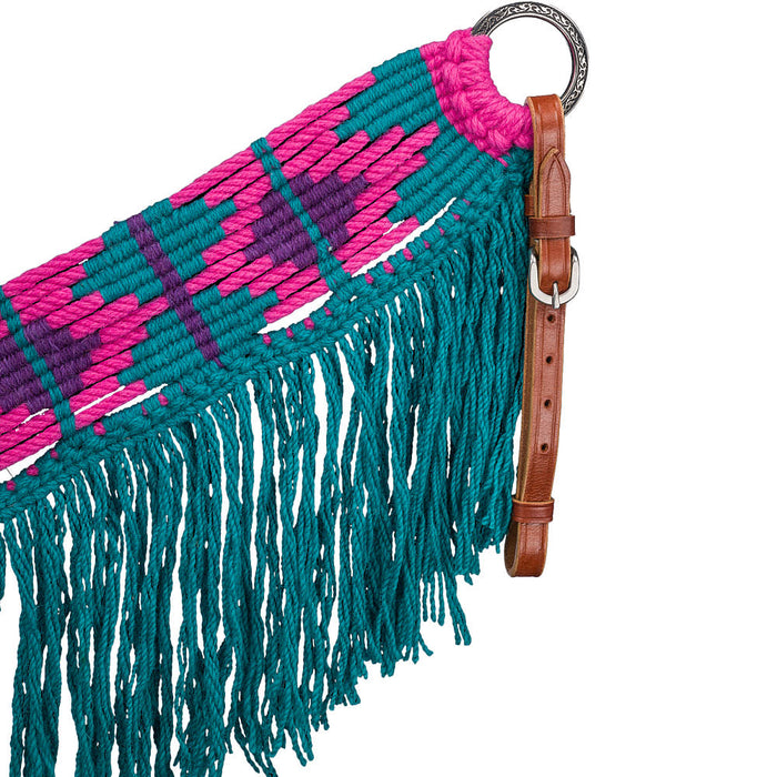 Tough 1 Teal Purple Magenta Wool Breast Collar w/Fringe