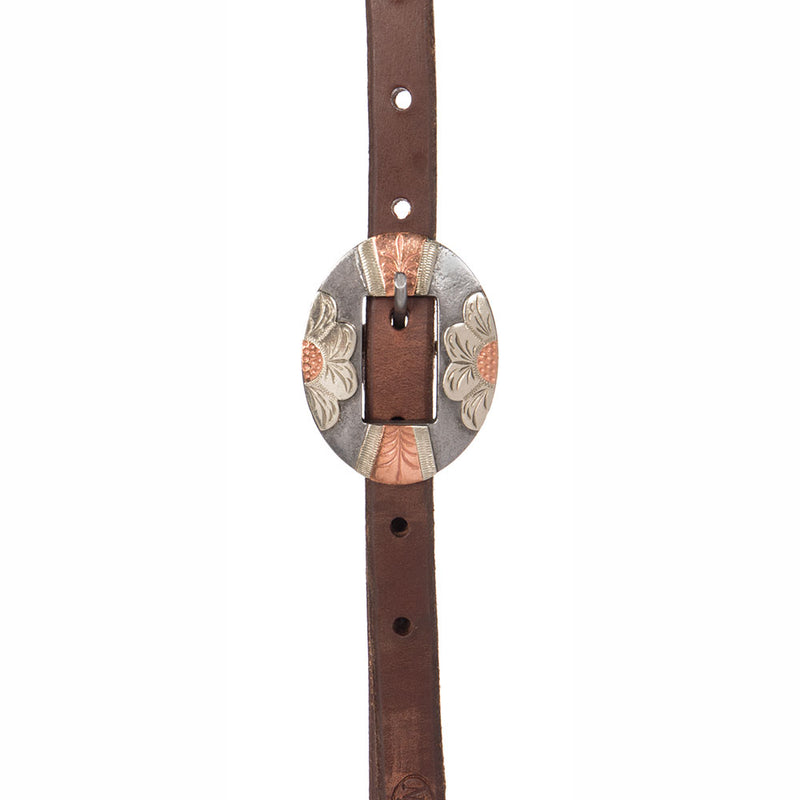 NRS TACK 5/8in. Oiled Browband Headstall with Floral Cart Buckles