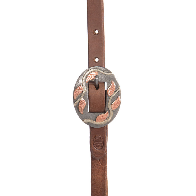 NRS TACK 5/8in. Oiled Slot Ear Headstall with a Vine Buckle