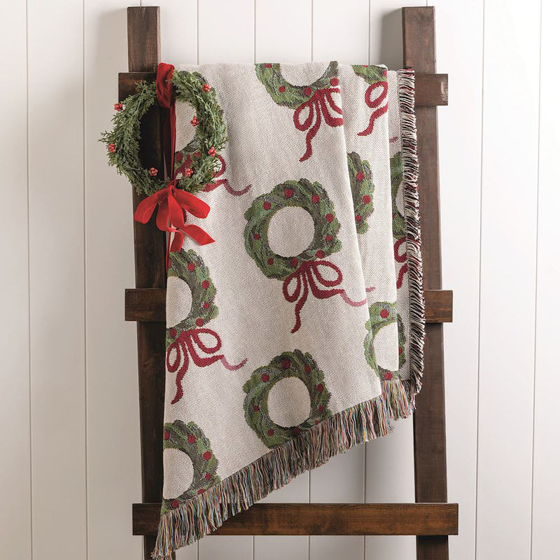 Mud Pie Wreath Jacquard Blanket