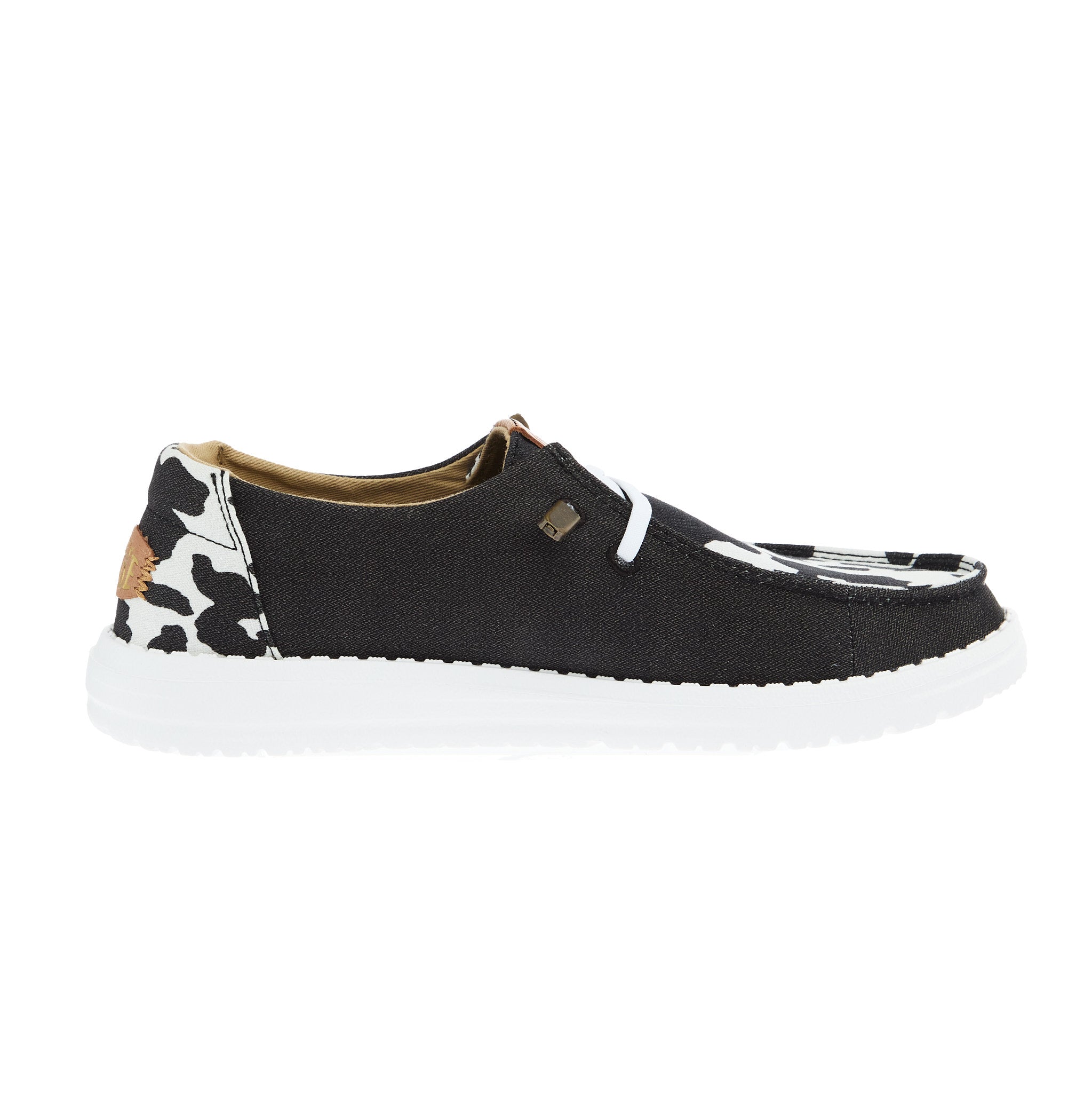 Hey Dude Women`s Black Cow Print Wendy Animal Casual