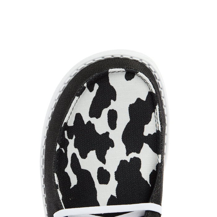 Hey Dude Women`s Black Cow Print Wendy Animal Casual