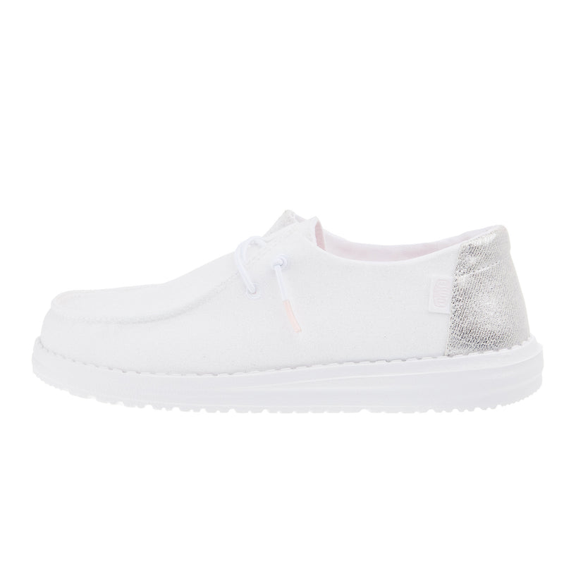 Hey Dude Womens White Metallic Sparkle Casual Shoe