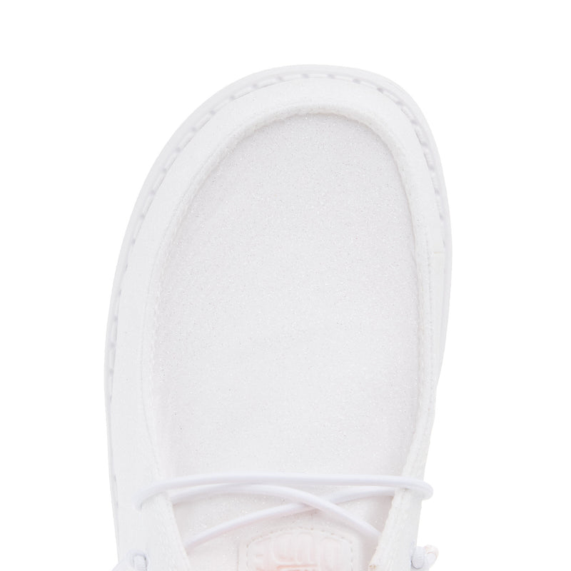 Hey Dude Womens White Metallic Sparkle Casual Shoe