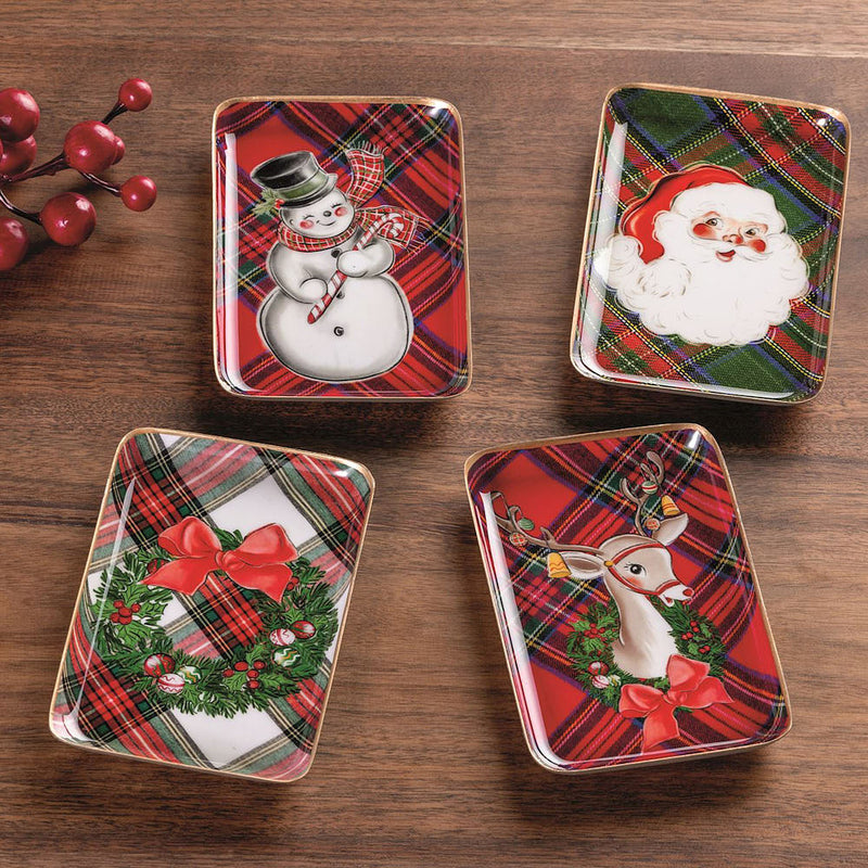 Mud Pie Santa Tartan Tidbit Tray