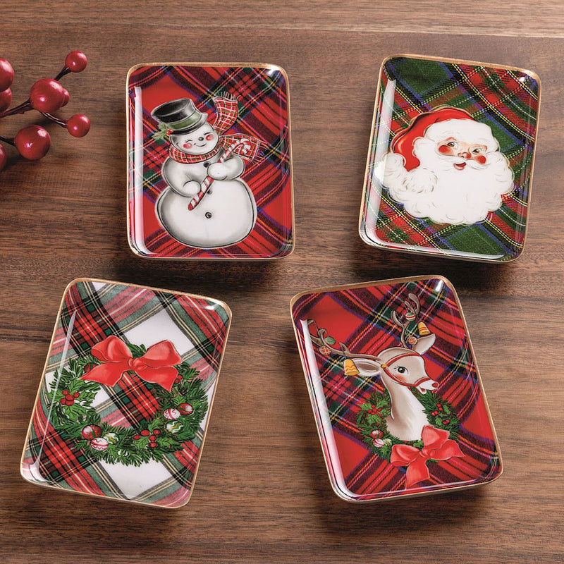 Mud Pie Wreath Tartan Tidbit Tray