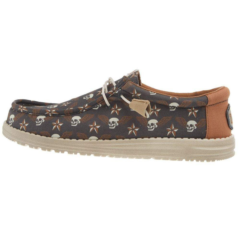 Hey Dude Mens Wally Stars N Skulls Print Casual Shoe