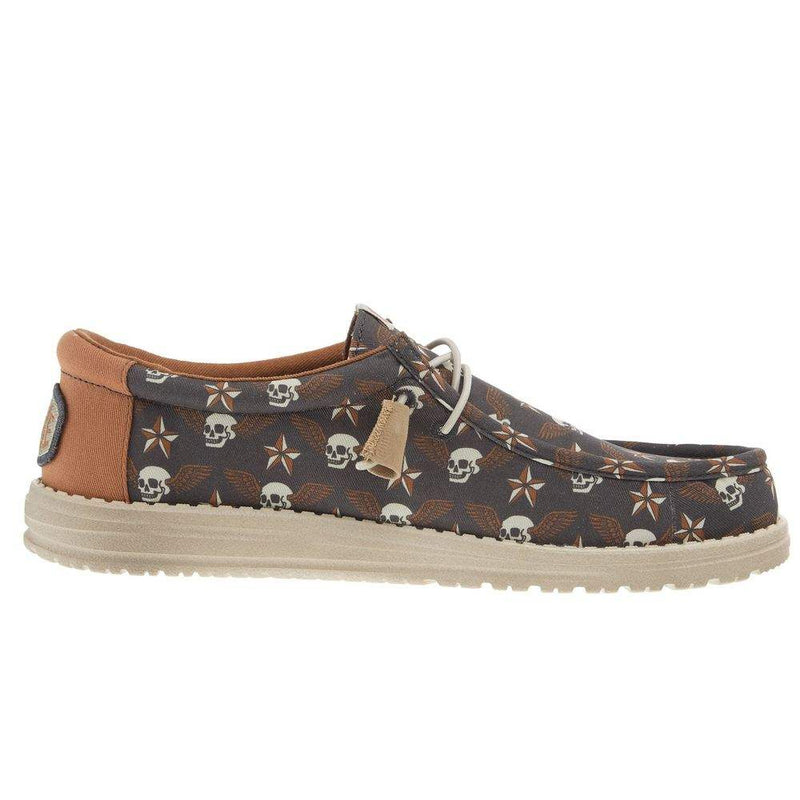 Hey Dude Mens Wally Stars N Skulls Print Casual Shoe