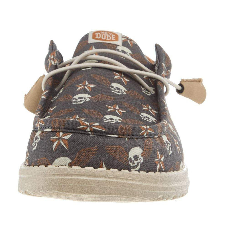 Hey Dude Mens Wally Stars N Skulls Print Casual Shoe