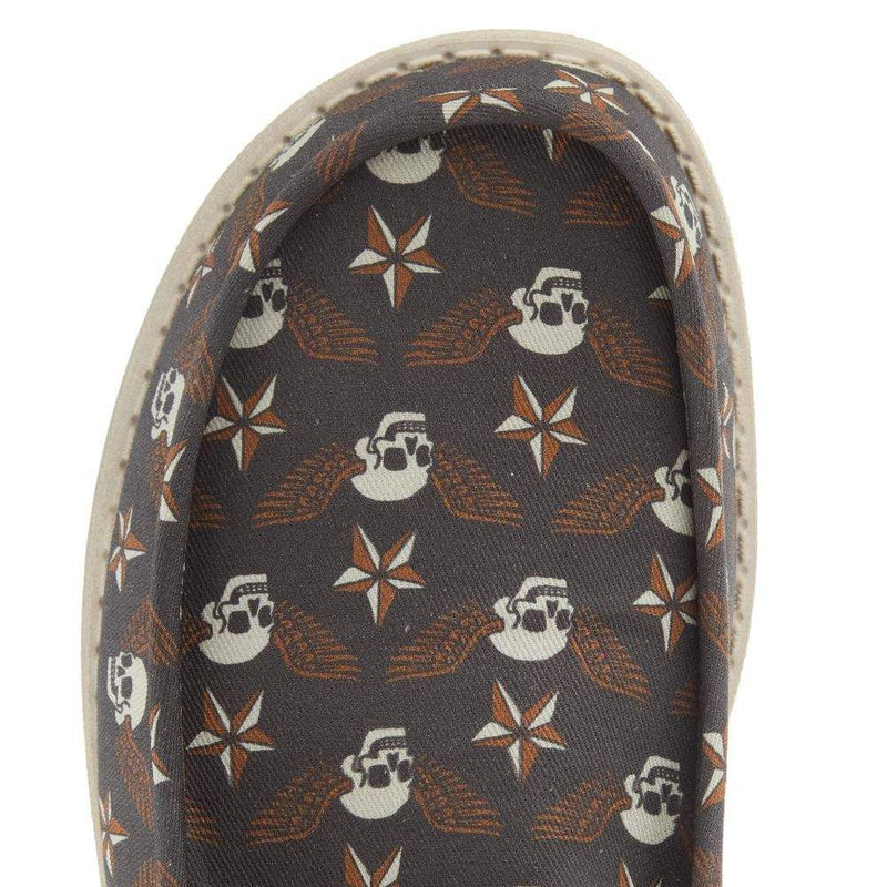Hey Dude Mens Wally Stars N Skulls Print Casual Shoe