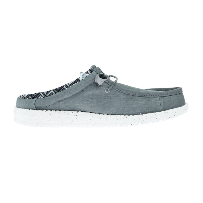 Hey Dude Men`s Grey Wally Slip Stretch Canvas Casual