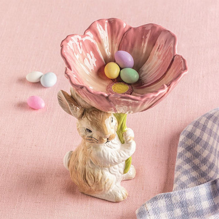 Mud Pie Bunny Flower Candy Bowl