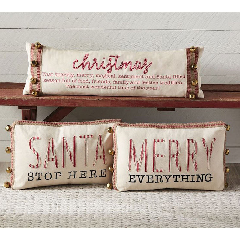 Mud Pie Santa Stop Here Webbing Pillow