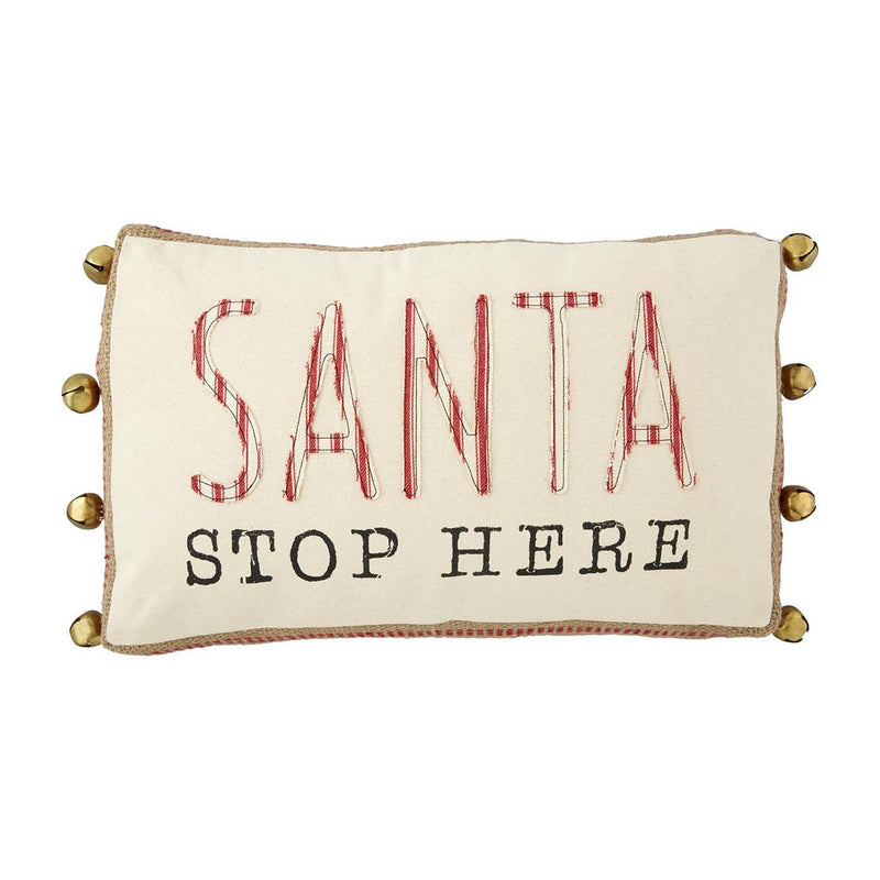 Mud Pie Santa Stop Here Webbing Pillow