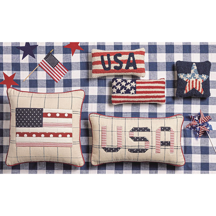 Mud Pie Flag Hook Wool Pillow