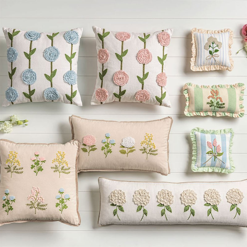 Mud Pie Blue Hydrangea Pillow