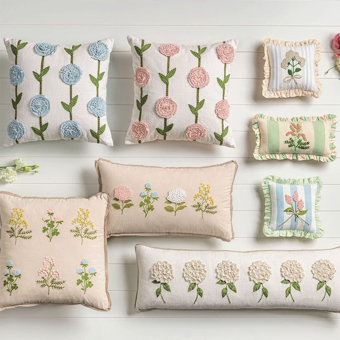 Mud Pie Blue Hydrangea Pillow
