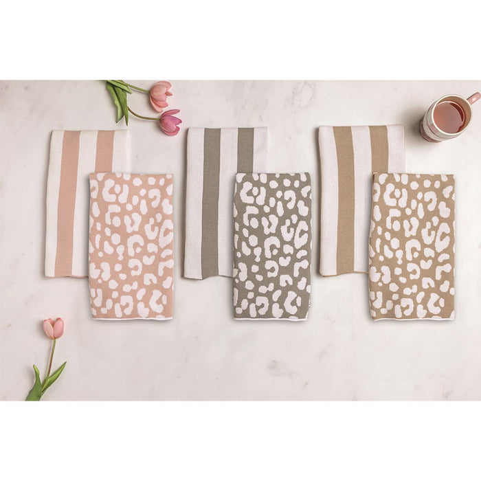 Mud Pie Pink Leopard Knit Towel