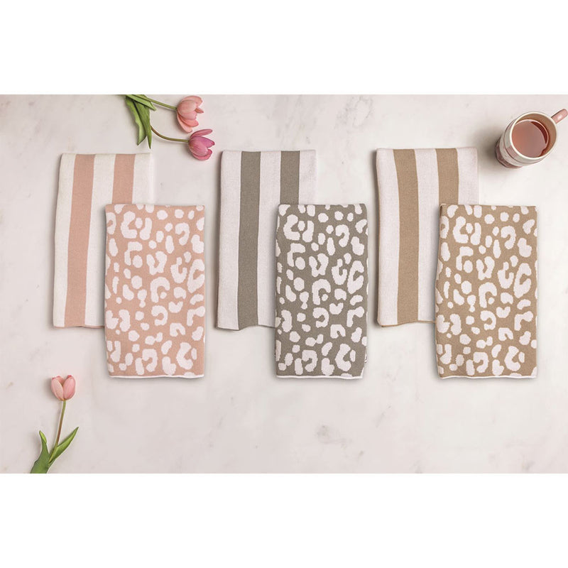Mud Pie Taupe Leopard Knit Towel