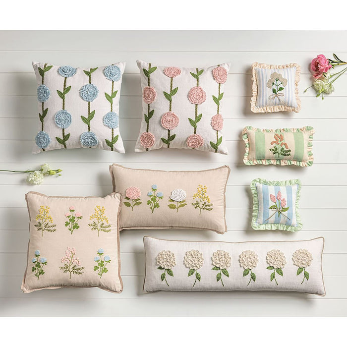 Mud Pie Green Ruffle Floral Pillow