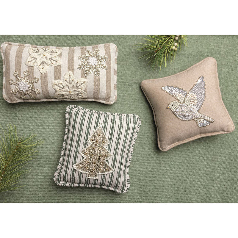 Mud Pie Snowflake Mini Beaded Pillow