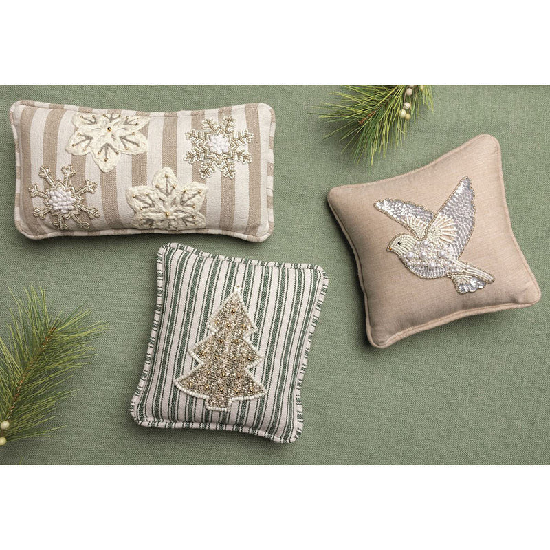 Mud Pie White Tree Mini Beaded Pillow