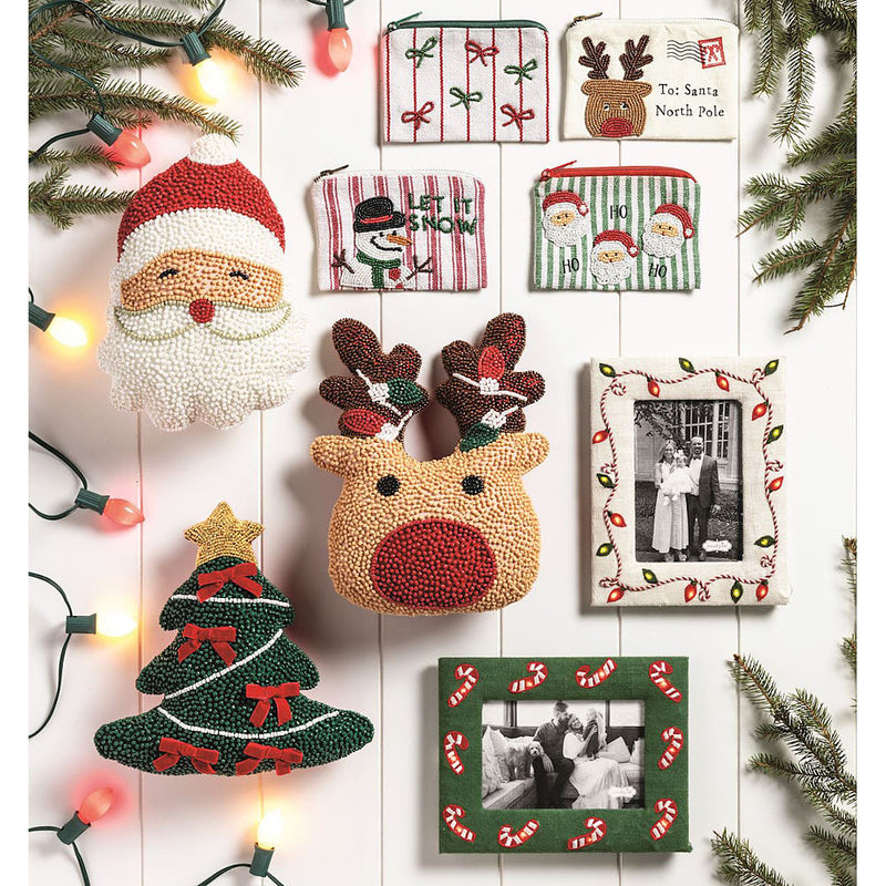 Mud Pie Santa Beaded Pillow