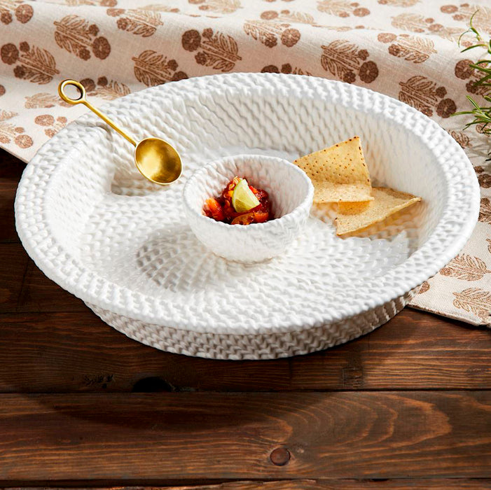 Mud Pie Woven Stoneware Chip/Dip Server Set