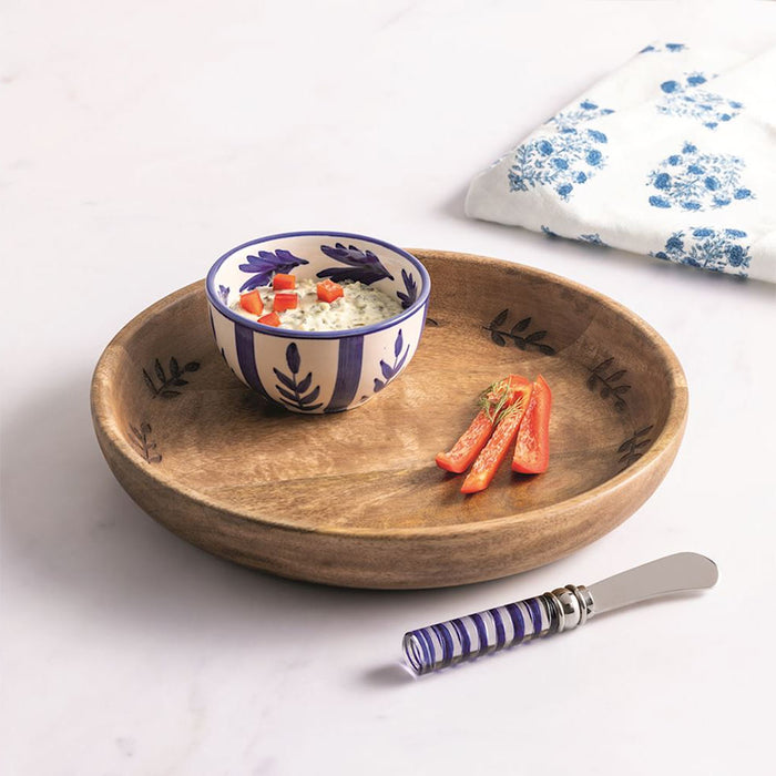 Mud Pie Wood Ceramic Chip/Dip Set