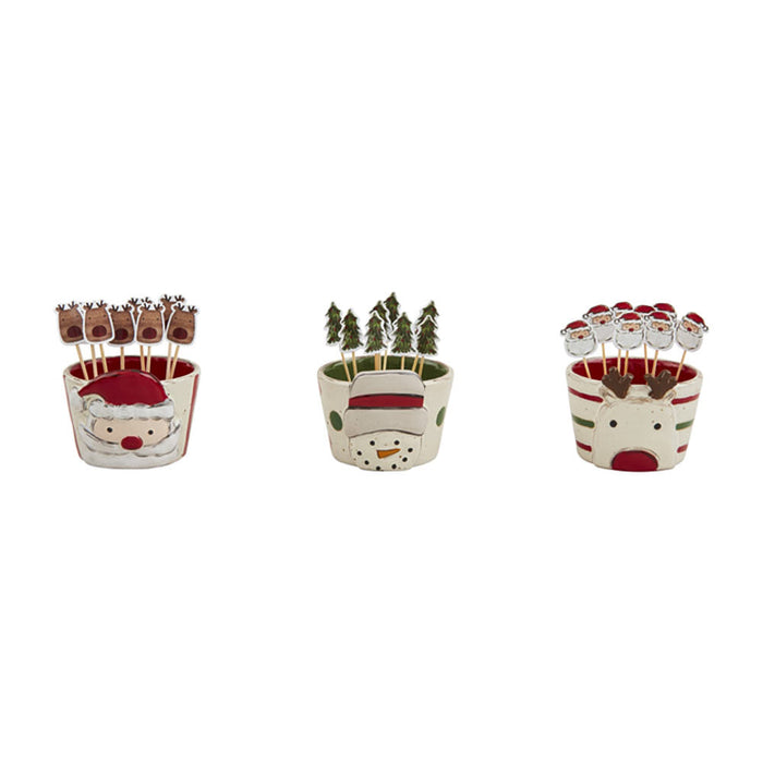 Mud Pie Snowman Tidbit/Toothpick Set