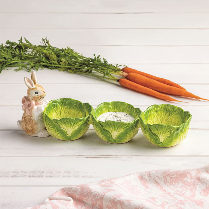 Mud Pie Bunny Cabbage Triple Dish