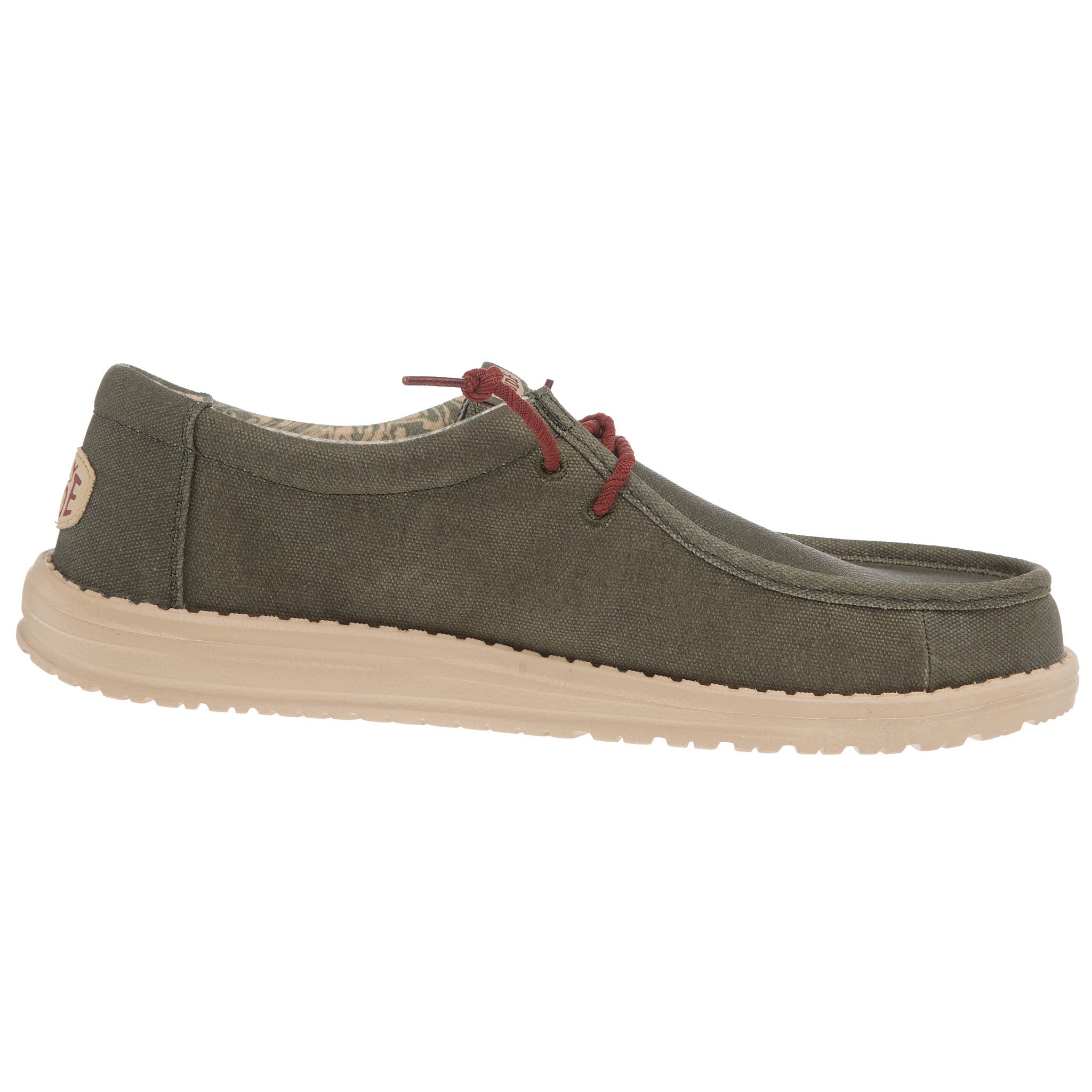 Hey Dude Men`s Wally Waxed Canvas Olive Casual Shoe — NRS