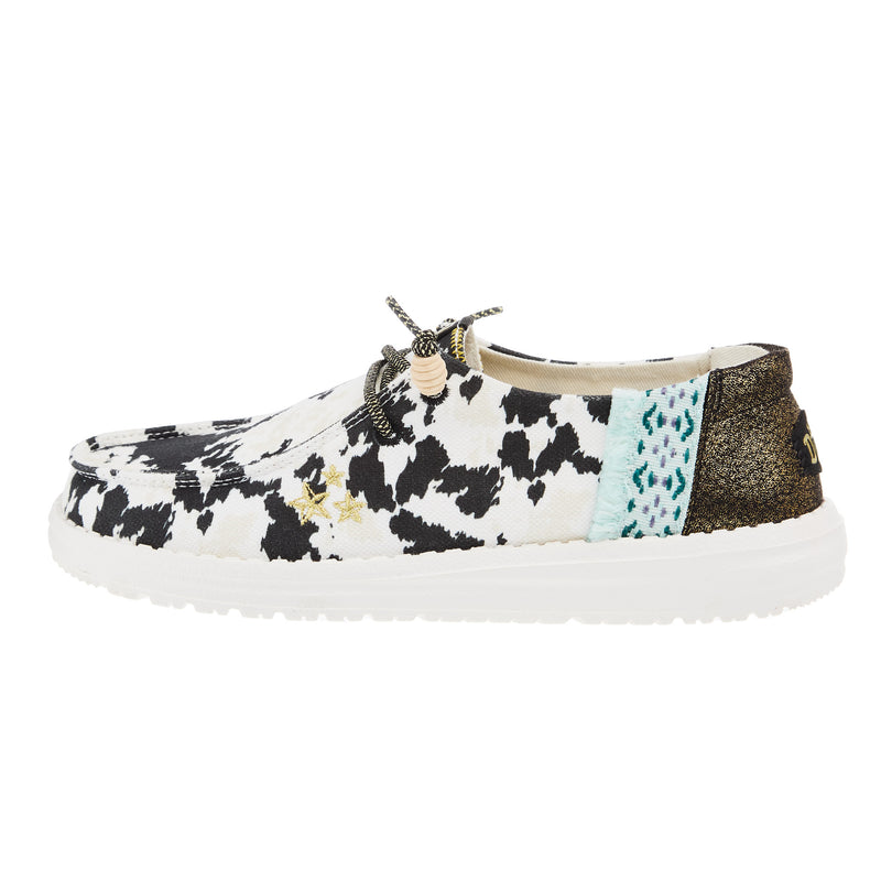 Hey Dude Womens Wendy Disco Cow Print Casual Shoe