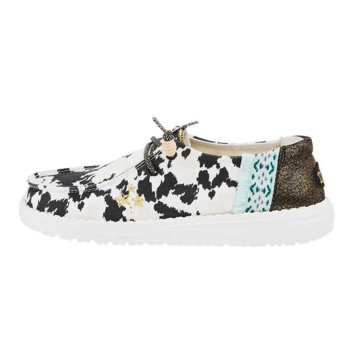Hey Dude Womens Wendy Disco Cow Print Casual Shoe