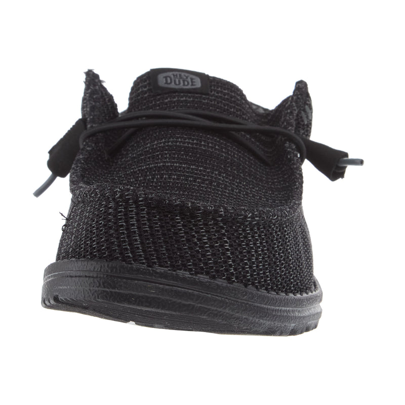 Hey Dude Mens Black Wally Stretch Mesh Casual Shoe