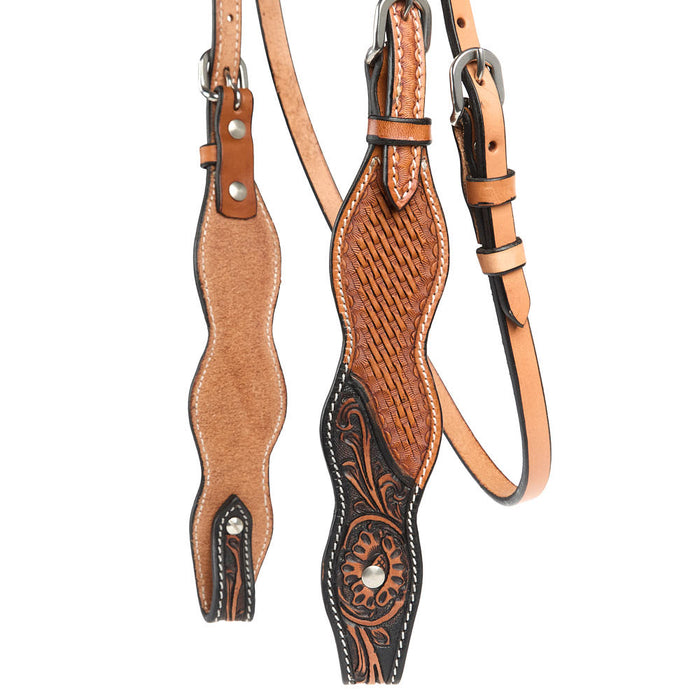 Tough 1 Two Tone Basket Floral Browband Headstall