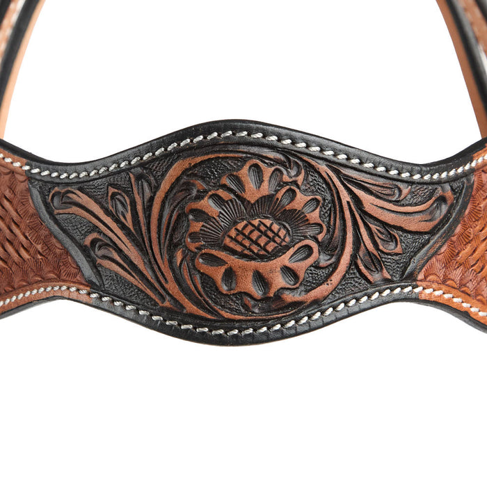Tough 1 Two Tone Basket Floral Browband Headstall