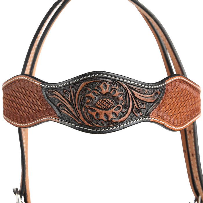 Tough 1 Two Tone Basket Floral Browband Headstall