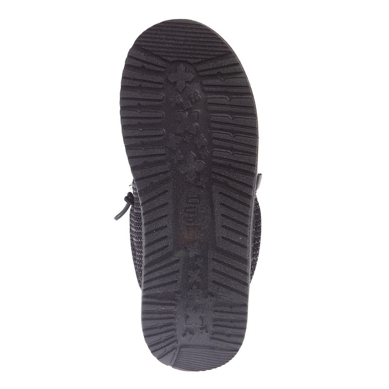 Hey Dude Youth Wally Stretch Sox Black on Black Casual Shoe