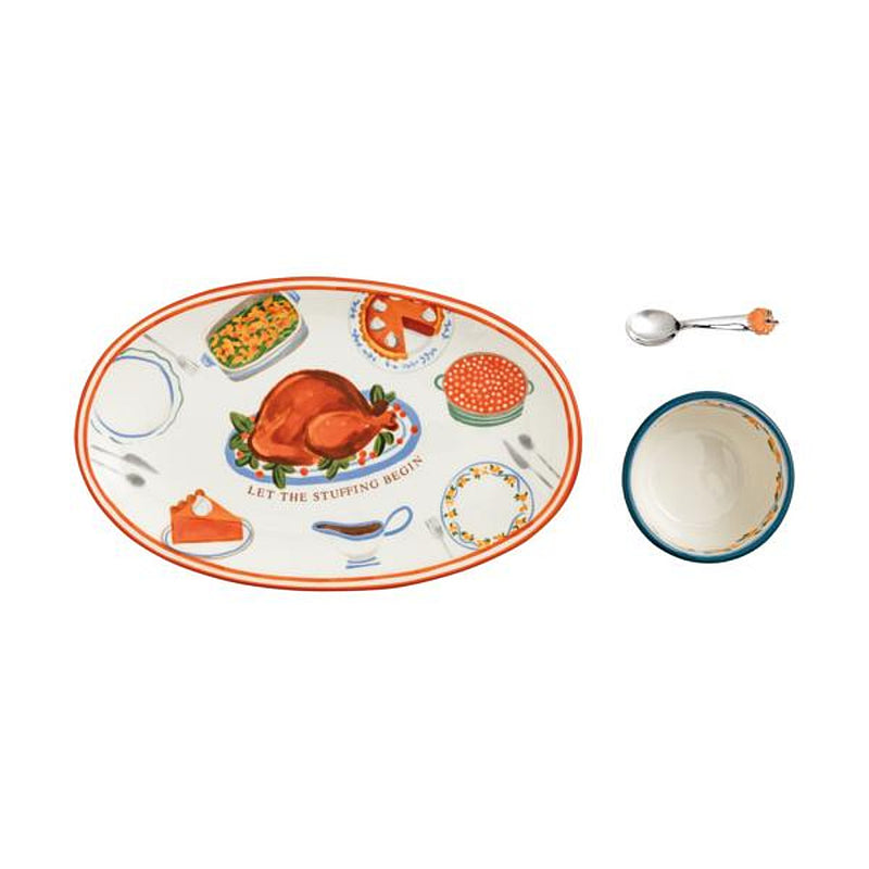 Mud Pie Turkey Dinner Tray & Dip Set