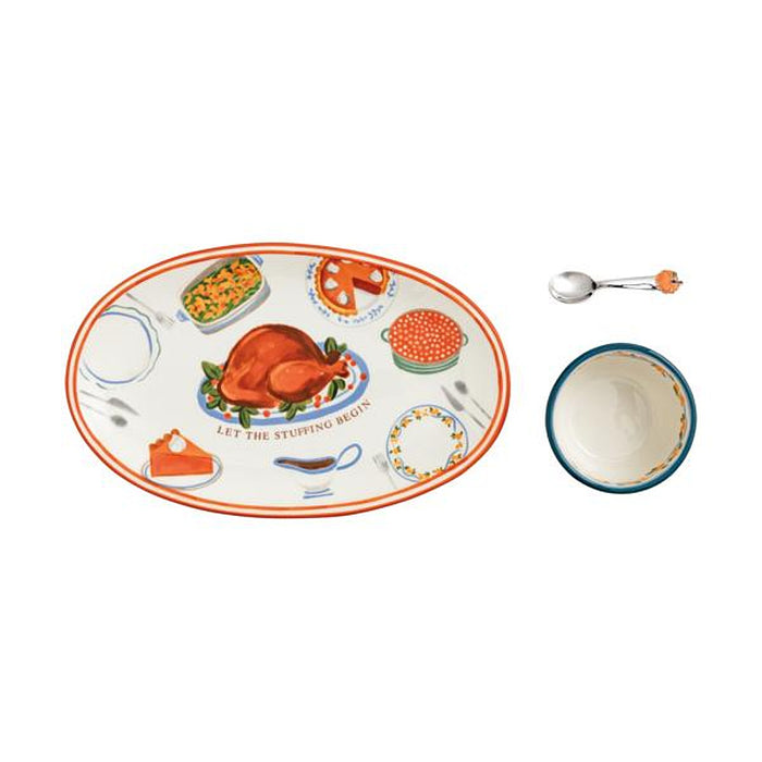 Mud Pie Turkey Dinner Tray & Dip Set