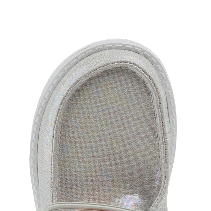 Hey Dude Girls Wendy Iridescent Sparkle Silver Shoe