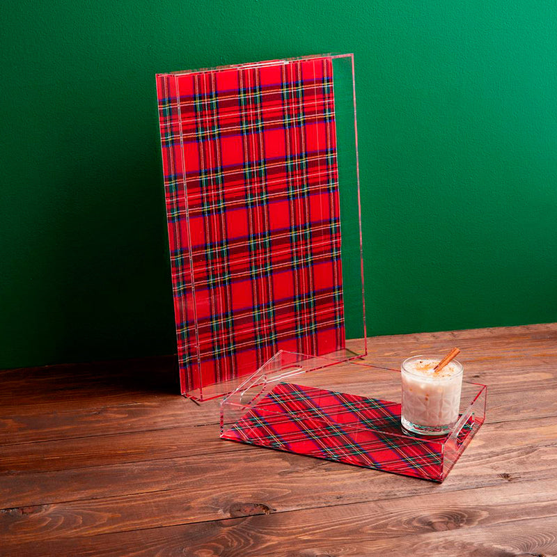 Mud Pie Tartan Plaid Acrylic Tray Set