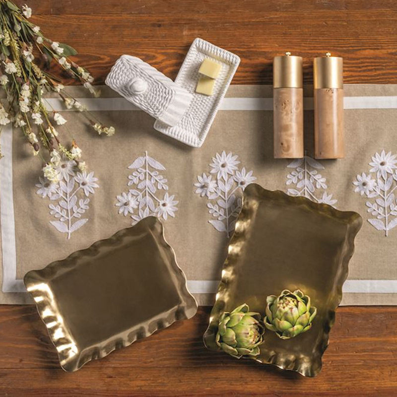 Mud Pie Brass Ruffle Nested Tray Set