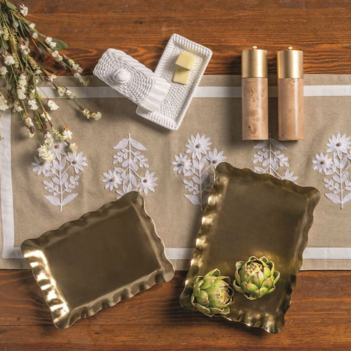 Mud Pie Brass Ruffle Nested Tray Set