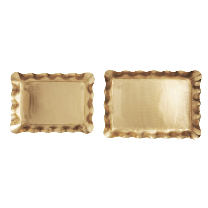 Mud Pie Brass Ruffle Nested Tray Set