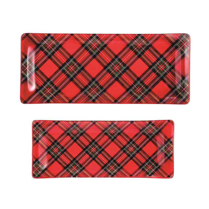 Mud Pie Tartan Glass Tray Set