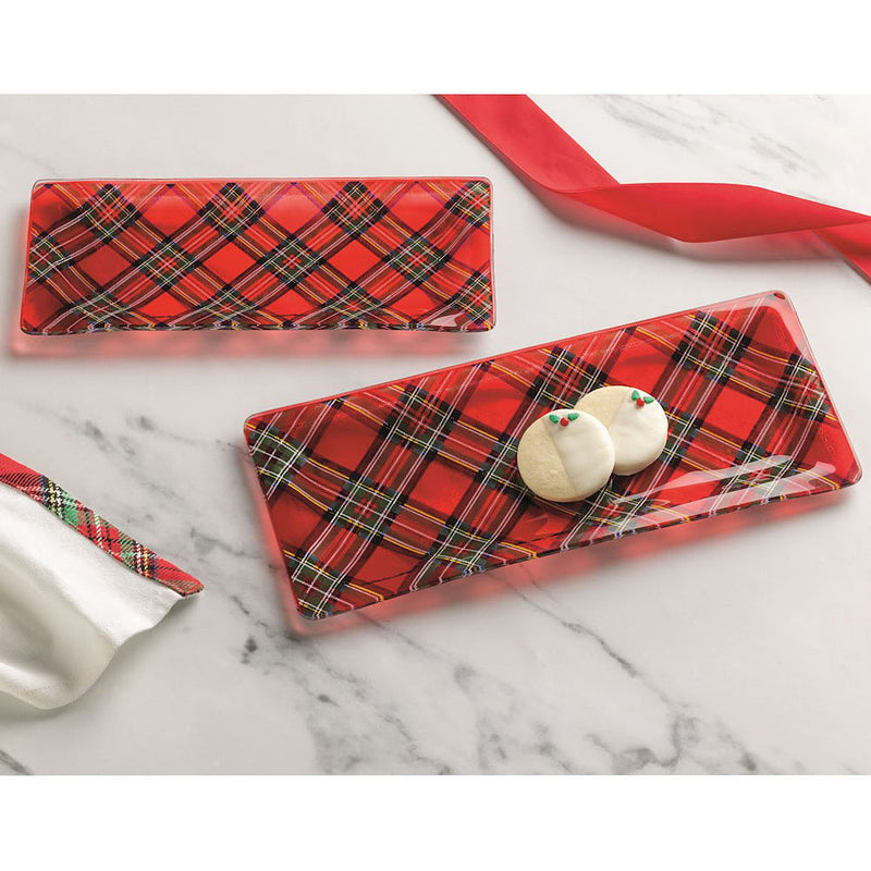Mud Pie Tartan Glass Tray Set