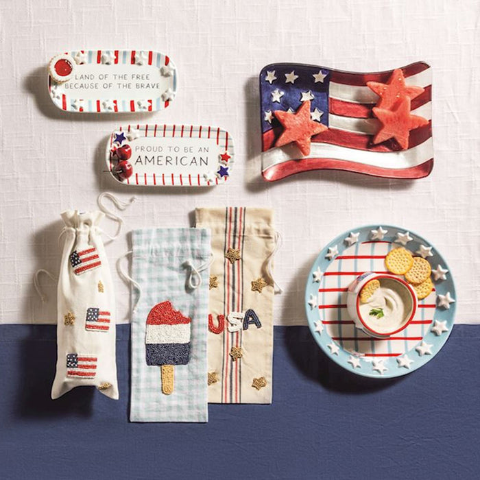 Mud Pie American Flag Glass Plate